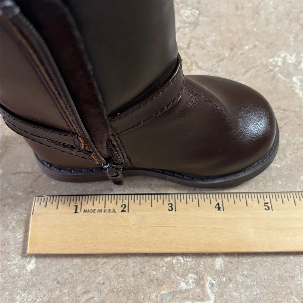 Gymboree Black Brown Faux Leather Zipper Boots Size 4 Toddler